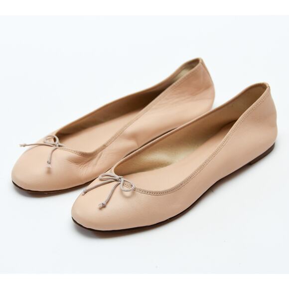 J.Crew Classic Leather Ballet Flats Size 8 Tawny Sand Beige Italian Made - Picture 2 of 6